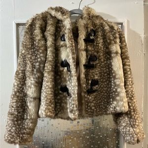 Forever 21 Faux Fur Toggle Hooded Coat size S